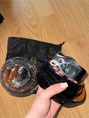 Black Men’s Leather Belt with Silver Buckle